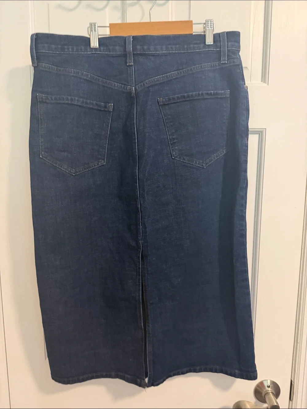 Banana Republic Dark Blue Denim Straight Midi Skirt